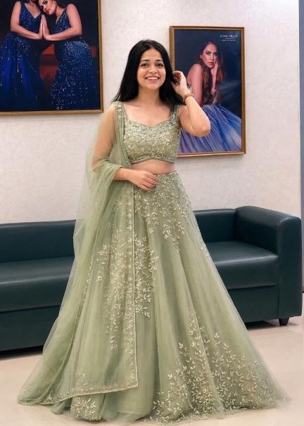 Pista Green Designer lehenga choli manufacturers